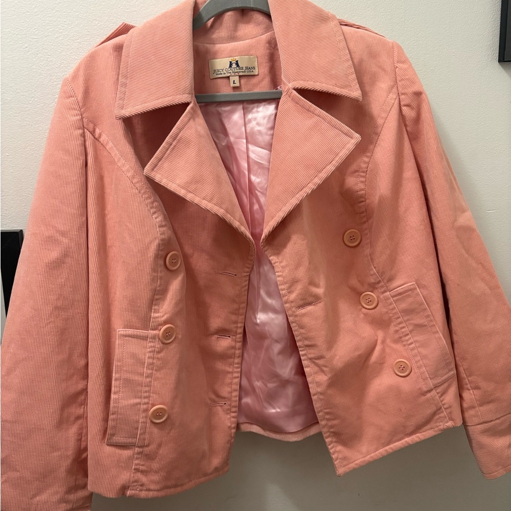 Vintage Juicy Couture Pink Trench Coat with Classic Lapel